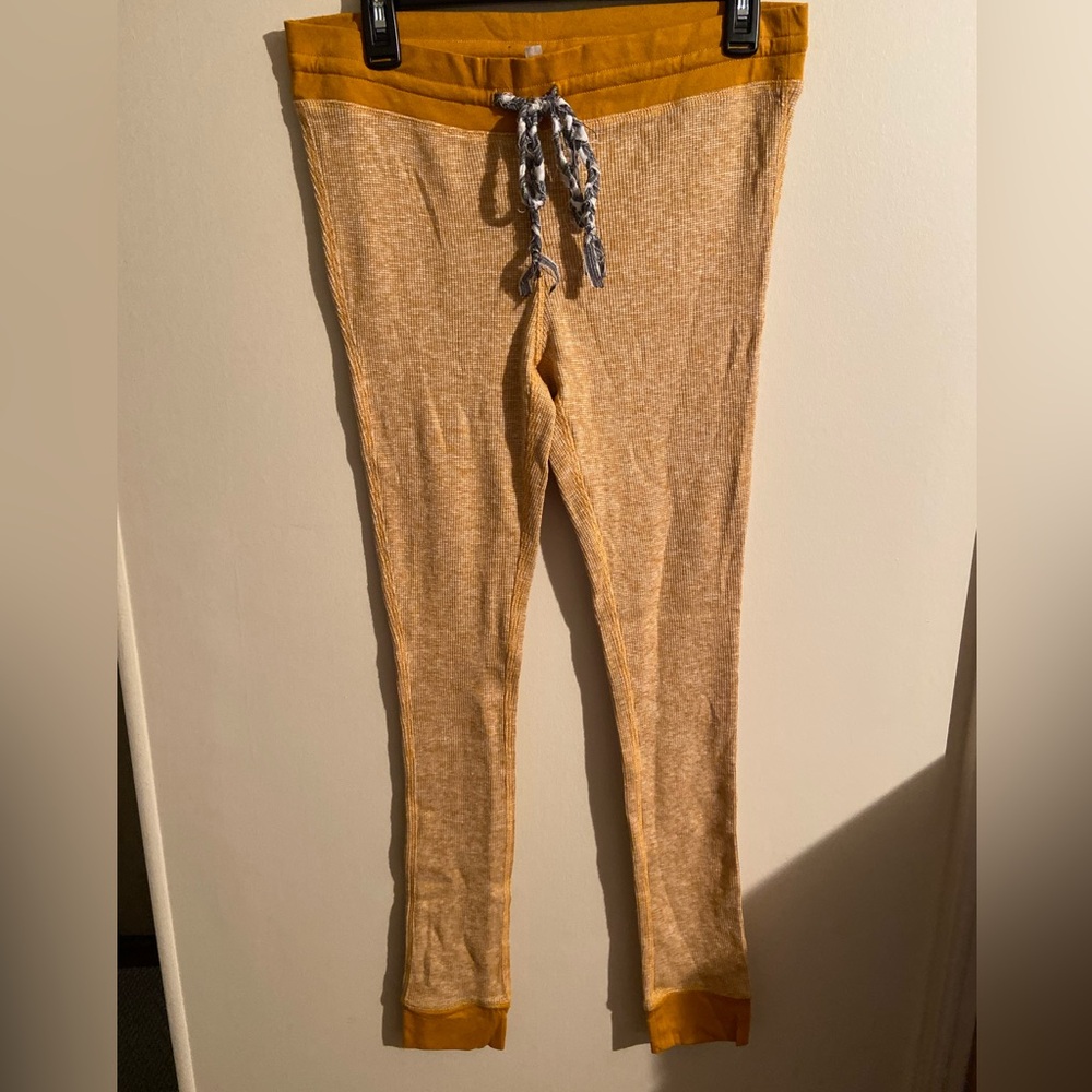 Free People Intimately Mustard Thermal Joggers Sz Medium